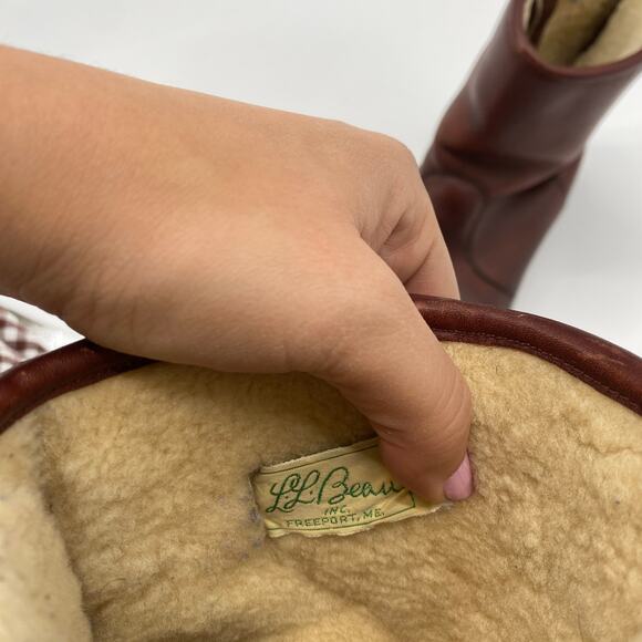 L.L. Bean vintage leather sherpa lined zipper boots main image 2